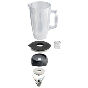 Becher aus Lexan, rund, 2 Liter, mit Deckel und Messer (4 Klingen) [BAB-LRD-OCC]