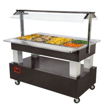 Buffet warm, Bain Marie 4x GN1/1-150 (Wengé Holz) (1440x660x1370mm)
