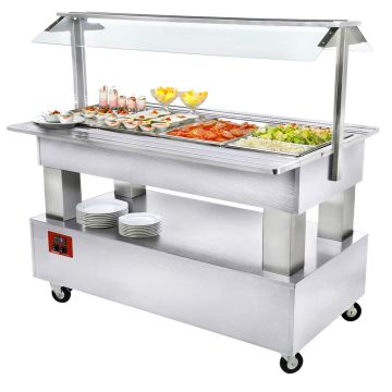 Buffet- gekühlte Salatbar, 4x GN1/1-150 (weißes Holz) (1440x660x1370mm)
