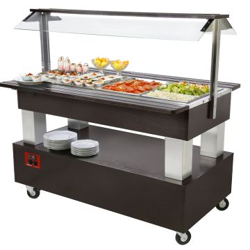 Buffet-gekühlte Salatbar 4x1/1-150, Wenge Holz (1440x660x1370mm)