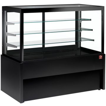 Panorama-Verkaufstheke, belüftet, 4 Stufen, ohne Reservefach  - SCHWARZ (1200x780x1380mm)