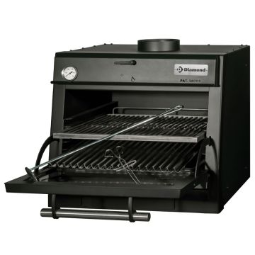 Holzkohleofen-BBQ, GN 1/1 (60 Kg/h)/Schwarz (706x613x690mm)