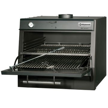 Holzkohleofen-BBQ, GN 1/1 + GN2/4 (75 Kg/h)/Schwarz (800x675x690mm)