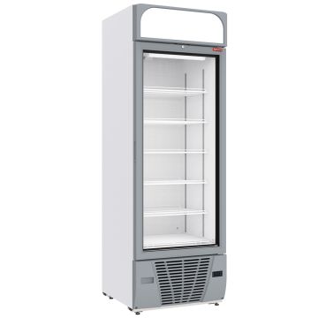 Negative Kühlvitrine 496 Liter - 6 Ebenen mit Leuchtkasten - WEISS (670x718x2026mm)