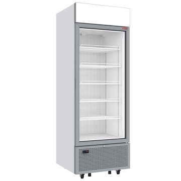 Negative Kühlvitrine 646 Liter - 6 Ebenen mit Leuchtkasten - WEISS (745x820x2086mm)