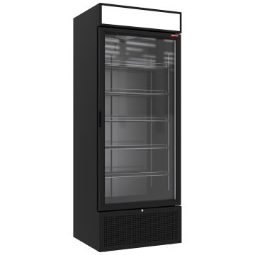 Positive Kühlvitrine 715 Liter SCHWARZ mit Leuchtkasten (800x740x2125mm)