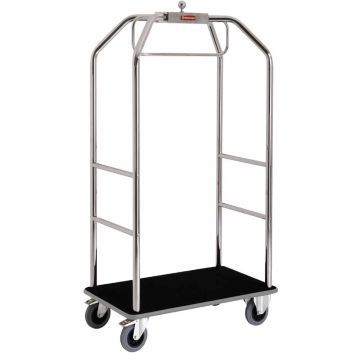 Koffer- und Kleiderwagen "verchromt", 2 Rollen mit Bremse (986x590x1890mm)