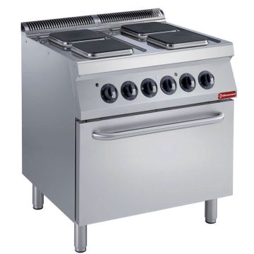 Elektro Plattenherd, 4 rechteckige Kochplatten, Elektrobackofen GN 2/1 (800x700x850mm)