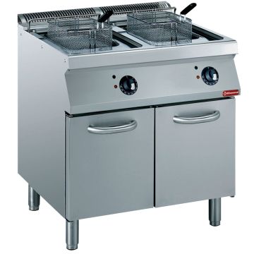 Elek. Friteuse, "Y" Becken, 2x 15L, externe Heizelemente auf Unterbau (800x700x850mm)