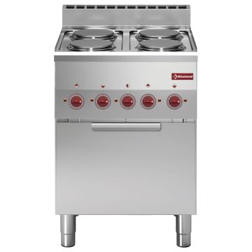 Elektroherd 4 Kochplatten und Konvektionsbackofen GN 2/3 (600x600x850mm)