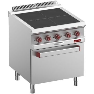 Elektro-Herd mit 4 flachen Platten auf Konvektionsofen GN 1/1 (700x700x850mm)
