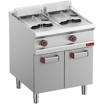 Elektrische Fritteuse, 2 Becken, 13 Liter auf Unterbau (700x700x850mm)