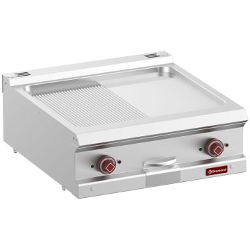 Elektro-Grillplatte, glatt 1/2, gerillt 1/2, hartverchromt, Mod. 1/1 -Top- (700x700x250mm)