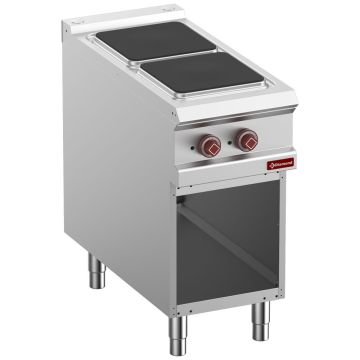 Elektro Plattenherd mit 2 rechteckigen Elektro-Platten, offener Unterbau (400x900x850mm)