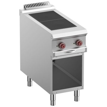 Elektro-Herd mit 2 flachen Platten, offener Unterbau (400x900x850mm)