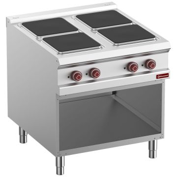 Elektro Plattenherd mit 4 rechteckigen Elektro-Platten, offener Unterbau (800x900x850mm)