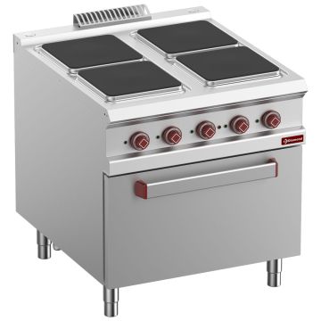 Elektro Plattenherd mit 4 rechteckigen Platten auf Elektro-Ofen GN 2/1 (800x900x850mm)