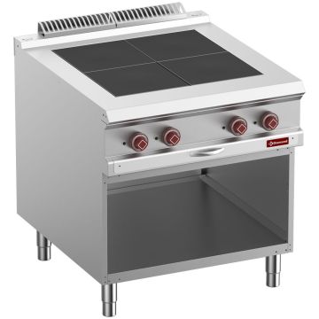 Elektro-Herd mit 4 flachen Platten, offener Unterbau (800x900x850mm)