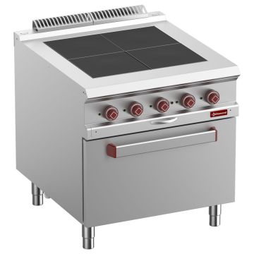 Elektro-Herd mit 4 flachen Platten, Ofen GN 2/1 (800x900x850mm)