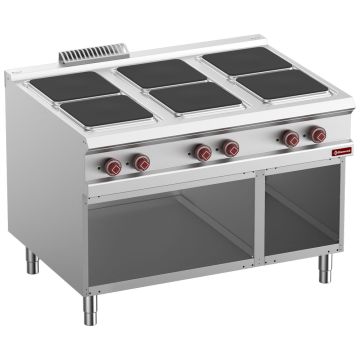 Elektro Plattenherd mit 6 rechteckige Kochplatten, offener Unterbau (1200x900x850mm)