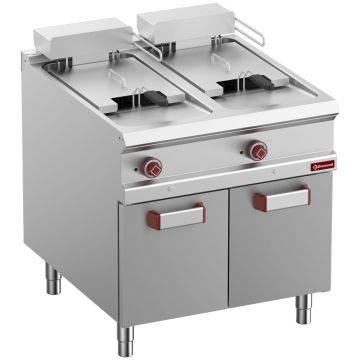 Elektro-Fritteuse 2 Becken 18 Lit., auf Unterschrank (800x900x850mm)