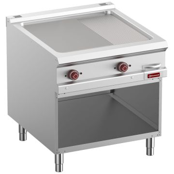 Elektro-Grillplatte 2/3 glatt & 1/3 gerillt, Mod 1/1, offener Unterbau (800x900x850mm)