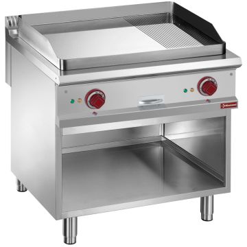 Elektro-Grillplatte 2/3 glatt & 1/3 gerillt, Modul 1/1, offener Unterbau (800x900x850mm)