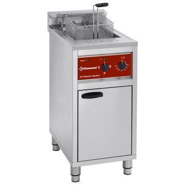 Elektrische Fritteuse mit Filtersystem, 1 Behälter 16 Liter, auf Möbel (400x700x980mm)