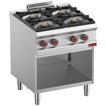 Herd bestehend aus: 4 brenner & unterbau offen (700x700x850mm)
