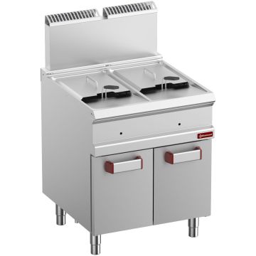 Gasfritteuse, 2 Becken, 14 Liter auf Unterbau (700x700x850mm)