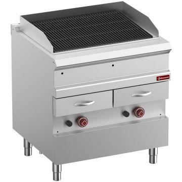 Gas Dampfgrill, "doppelseitiger" Gusseisenrost, Modul 1/1 (800x700x850mm)