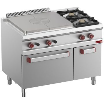 Gas Glühplatte, 2 Brenner, Gasbackofen GN 2/1, Unterbau GN1/1 (1100x700x850mm)