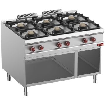 Gasherd 6 Gazbrenner, offener Unterbau (1200x900x850mm)