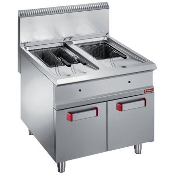 Gasfritteuse 2 Becken 18 Lit., auf Unterschrank (800x900x850mm)