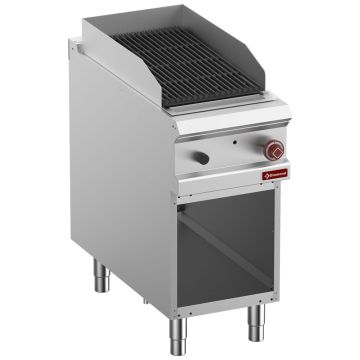 Lavasteingrill, Modul 1/2, Rost "2 Seiten" aus Gusseisen, offener Unterbau (400x900x850mm)