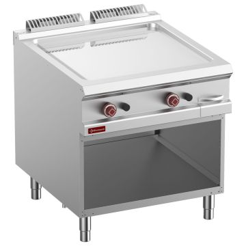 Gas-Grillplatte, glatt, verchromt,  Gasmodul 1/2, offener Unterbau (800x900x850mm)