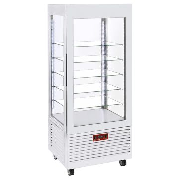 Vitrine 4 Seiten  T° positiv, 5 Regale aus Glas, belüftet, 480 Lit., WEIß (800x630x1850mm)