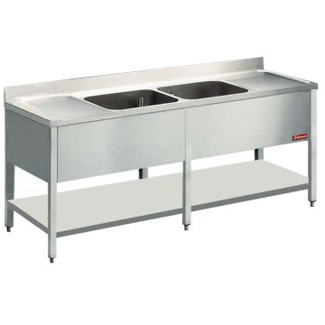 Spültisch 2 Becken und 2 Abtropfflächen (2200x700x880mm)