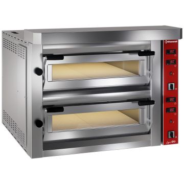 Elektro Pizzaofen, 2x 4 Pizzen 350mm - FULL Schamottstein  (1060x890x730mm)