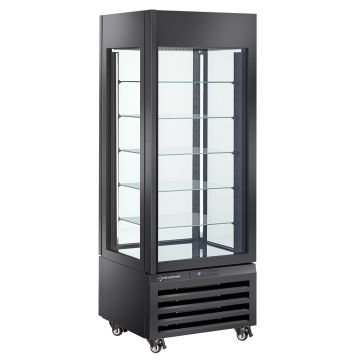 Vollverglaste Vitrine" 440 l, 5 Glasböden, belüftet - CHOCOLATE - SCHWARZ (700x650x1900mm)