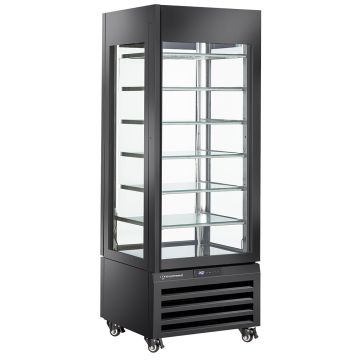 Vitrine "FULL verglast" 440 Lt., 6 Glasstufen, statisch - ICE CREAM - SCHWARZ (700x650x1900mm)