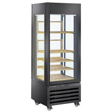 Vollverglaste Vitrine" 440 l, 1 Ebene + 4 Regale, belüftet - WINE - SCHWARZ (700x650x1900mm)