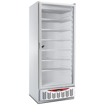 Statische Gefriertruhe, Glastür, 525 Liter, GN2/1+600x400, Weiss (750x740x1900mm)