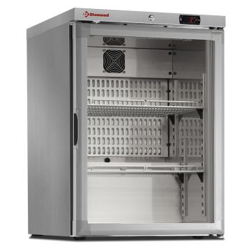 Kühlschrank, Glastür, belüftet, 150 Liter. aus Edelstahl (600x600x835mm)