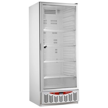 Belüfteter Kühlschrank, Glastür, 525 Liter, GN2/1+600x400, weiß (750x740x1900mm)