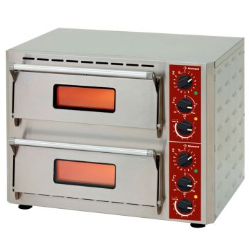 Elektro Pizzaofen, 2 Kammern (3 +3 kW), 430x430xh100 mm (670x580x500mm)
