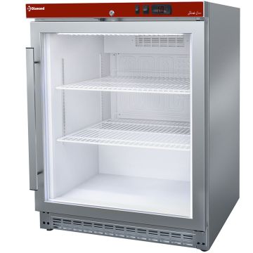 Kühlschrank, Glastür, belüftet, 150 Liter. aus Edelstahl (626x600x850mm)