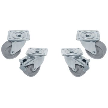 Set 4 Räder, Ø100 schwenkend, 2x Bremsen (100mm)