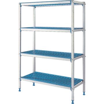 Anbauregal linear aus eloxiertem Aluminium 4 Böden "Modular Rack"  (790x400x1750mm)