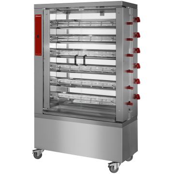 Hähnchengrill Gas, 6 Spiesse auf Rädern (36 Hähnchen) (1098x480x1860mm)
